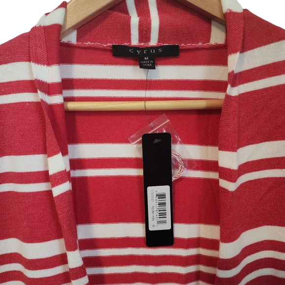 NEW Cyrus Lightweight Peony Open Front Striped Long Cardigan - Picture 6 of 6